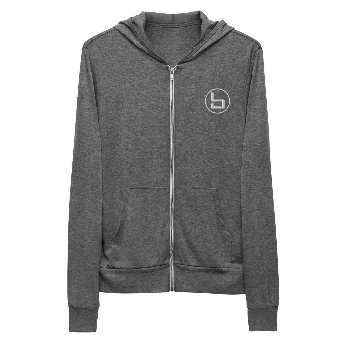 Embroidered Lightweight Zip Hoodie