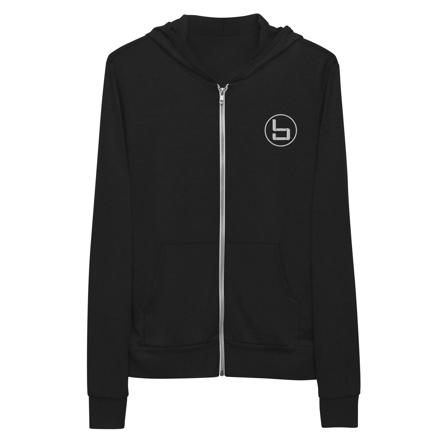 Embroidered Lightweight Zip Hoodie